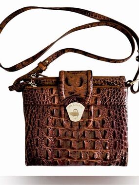 Brahmin Mojito pecan Croc Melbourne leather wallet